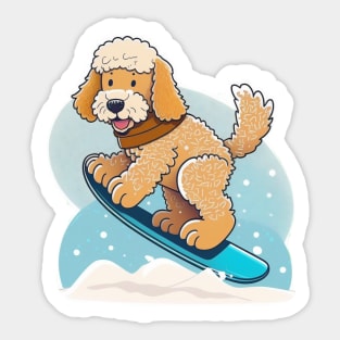 Plant a Tree with Every Purchase - Goldendoodle Snowboarding Design Sticker